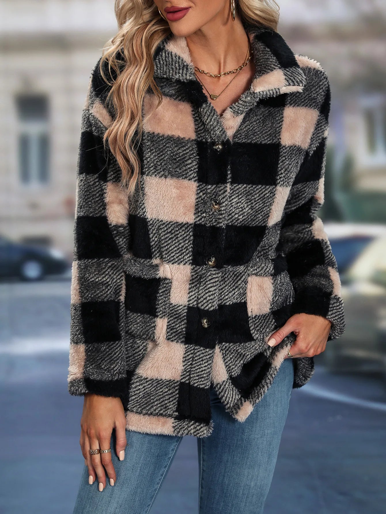 Manteau à carreaux, style américain, parfait pour l’automne et l’hiver