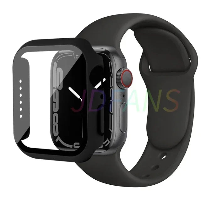 Verre + Étui + Bracelet pour Apple Watch, Protecteurs d'écran pour Apple Watch Series 8 7 6 SE 5 4, 42mm, 44mm, 41mm, 40mm, 38mm, 45mm, 49mm