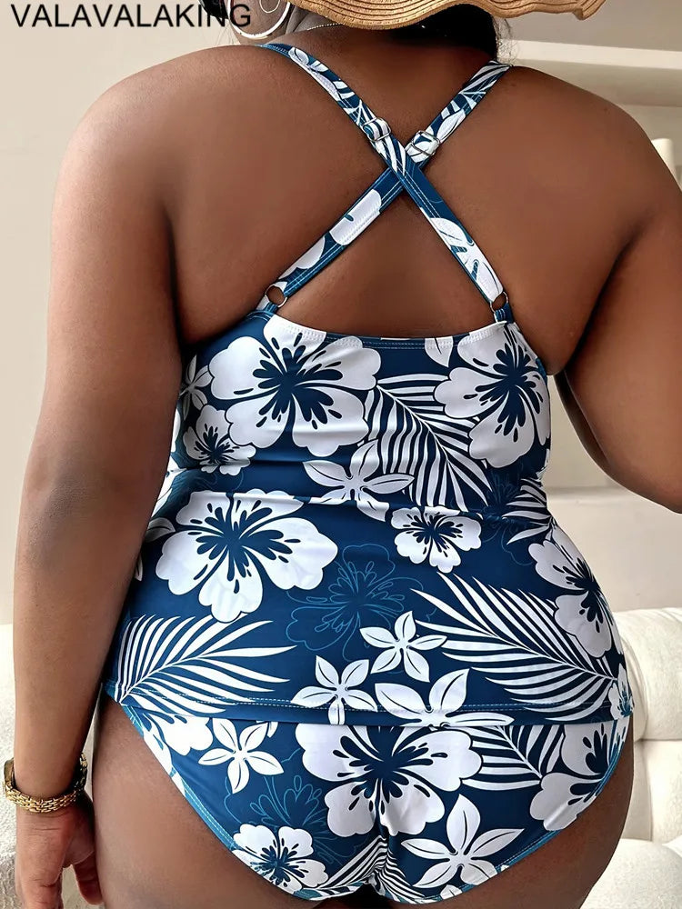 Maillot de bain 1 pièce grande taille imprimé à bretelles