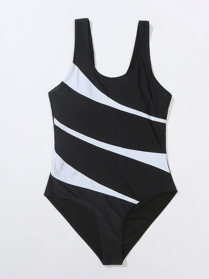 Maillot de bain 1 pièce à dos auditif, col en U